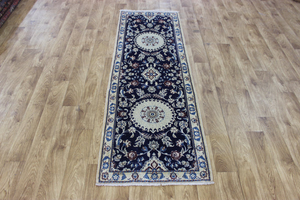 Fine handmade Persian Nain wool and silk runner 193 x 64 cm
