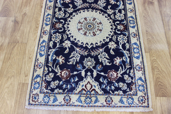 Fine handmade Persian Nain wool and silk runner 193 x 64 cm