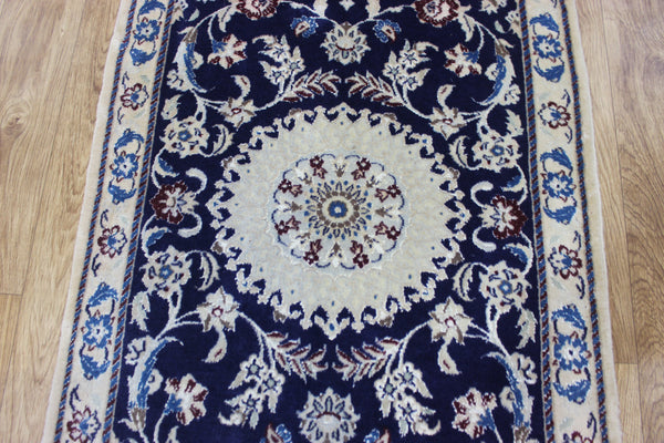 Fine handmade Persian Nain wool and silk runner 193 x 64 cm