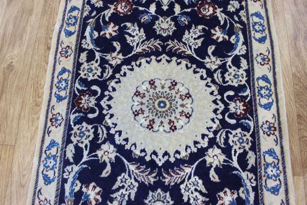 Fine handmade Persian Nain wool and silk runner 193 x 64 cm