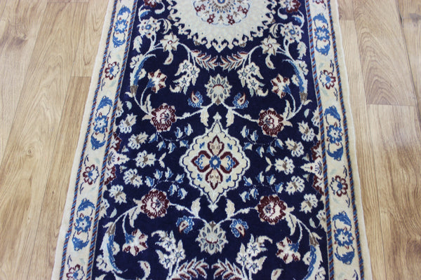 Fine handmade Persian Nain wool and silk runner 193 x 64 cm