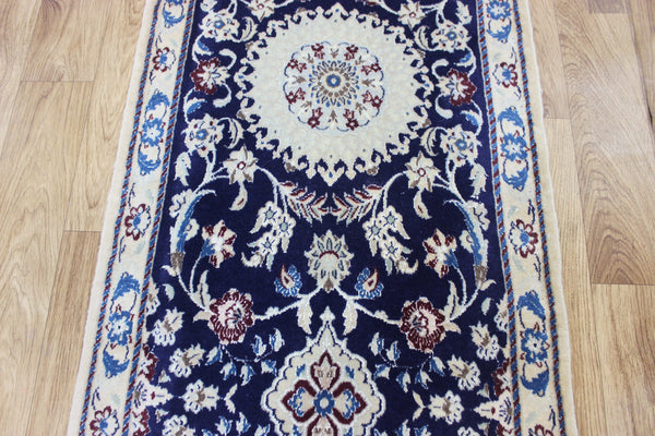 Fine handmade Persian Nain wool and silk runner 193 x 64 cm