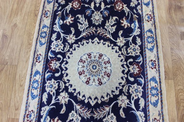 Fine handmade Persian Nain wool and silk runner 193 x 64 cm