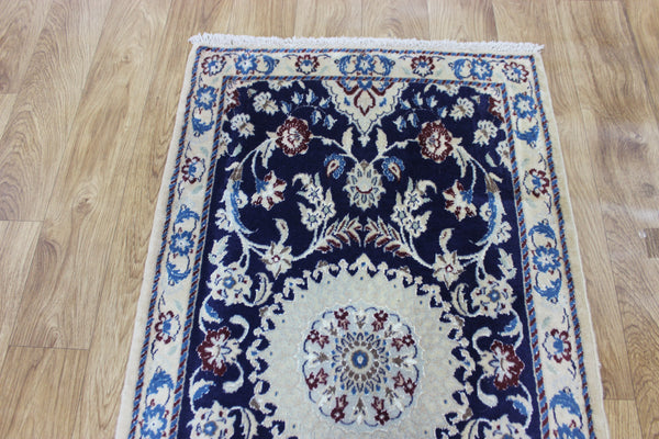 Fine handmade Persian Nain wool and silk runner 193 x 64 cm