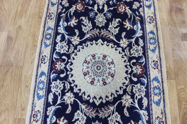 Fine handmade Persian Nain wool and silk runner 193 x 64 cm