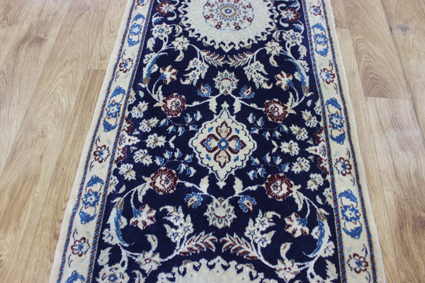 Fine handmade Persian Nain wool and silk runner 193 x 64 cm