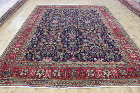 ANTIQUE HANDMADE PERSIAN WOOL BLUE CARPET FLORAL DESIGN 350 x 260 CM