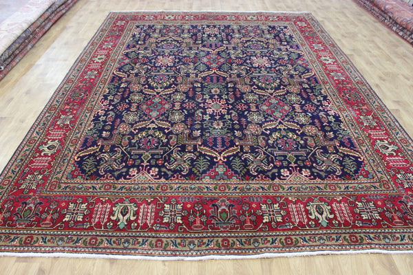 ANTIQUE HANDMADE PERSIAN WOOL BLUE CARPET FLORAL DESIGN 350 x 260 CM