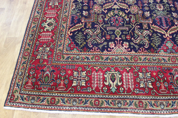ANTIQUE HANDMADE PERSIAN WOOL BLUE CARPET FLORAL DESIGN 350 x 260 CM