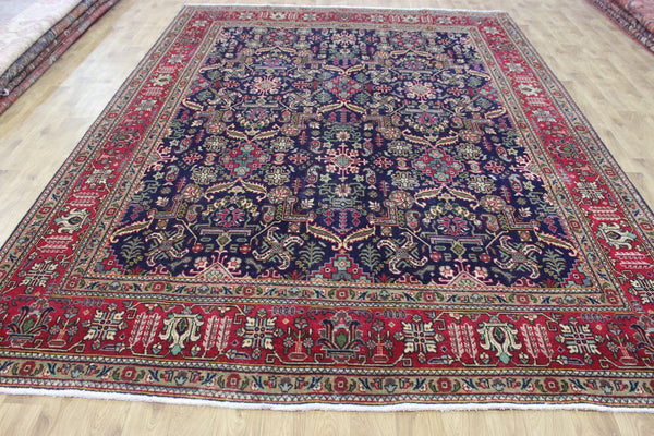 ANTIQUE HANDMADE PERSIAN WOOL BLUE CARPET FLORAL DESIGN 350 x 260 CM