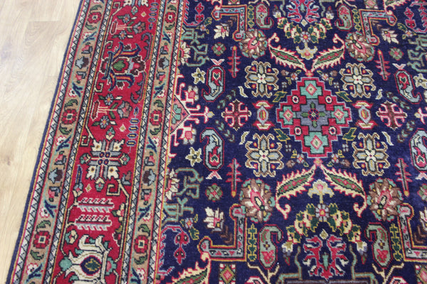 ANTIQUE HANDMADE PERSIAN WOOL BLUE CARPET FLORAL DESIGN 350 x 260 CM