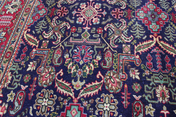 ANTIQUE HANDMADE PERSIAN WOOL BLUE CARPET FLORAL DESIGN 350 x 260 CM