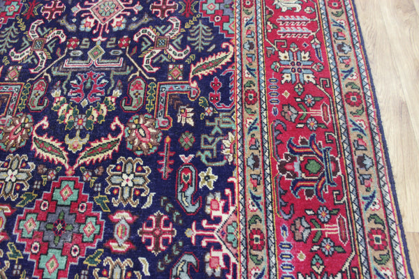 ANTIQUE HANDMADE PERSIAN WOOL BLUE CARPET FLORAL DESIGN 350 x 260 CM