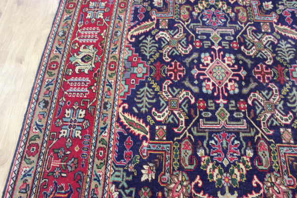 ANTIQUE HANDMADE PERSIAN WOOL BLUE CARPET FLORAL DESIGN 350 x 260 CM