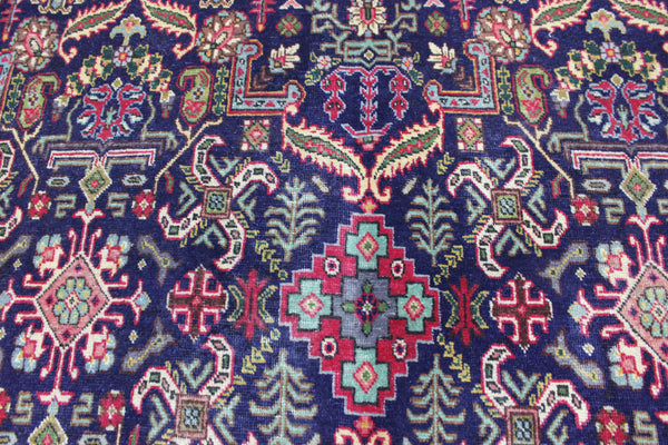 ANTIQUE HANDMADE PERSIAN WOOL BLUE CARPET FLORAL DESIGN 350 x 260 CM