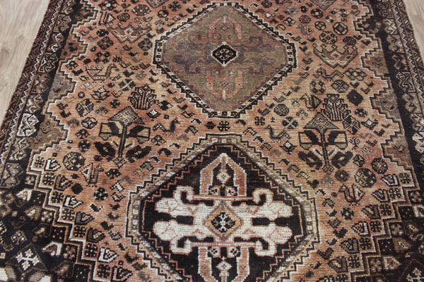 ANTIQUE QASHQAI TRIBAL WOOL RUG OF TRADITIONAL MEDALLION DESIGN 230 X 145 CM
