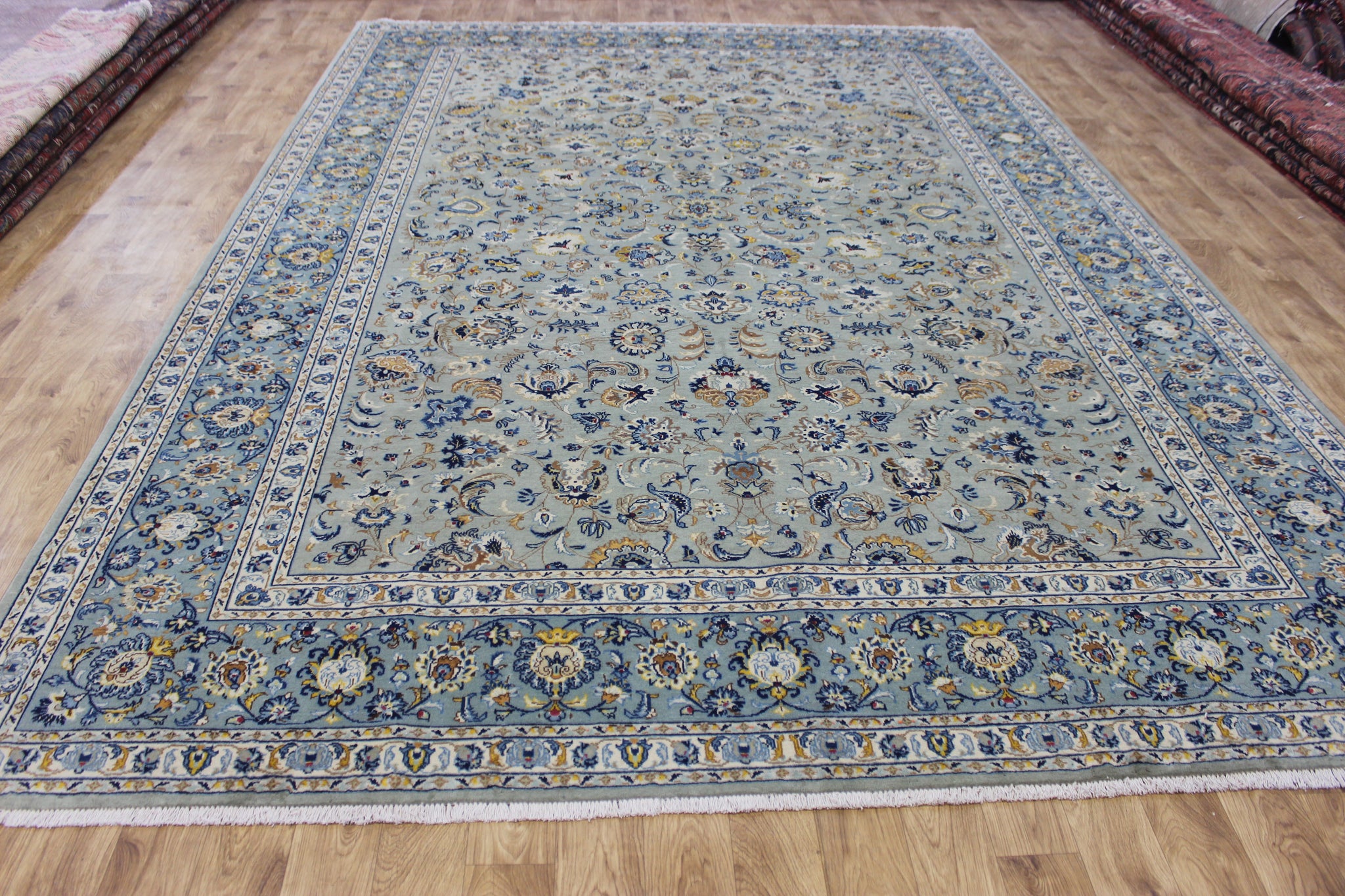 LARGE HANDMADE PERSIAN KASHAN CARPET FLORAL DESIGN 394 X 273 CM