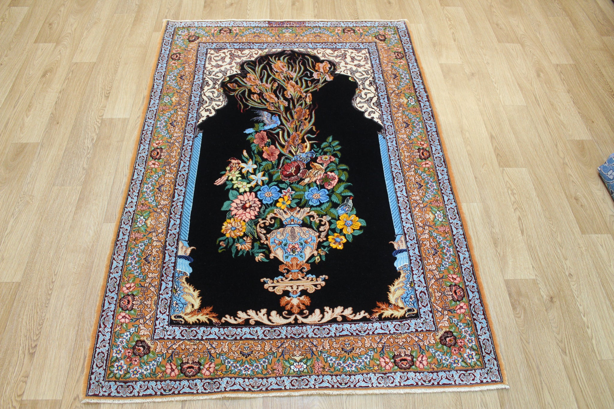 Signed Persian Isfahan Rug silk and Kork wool, Tree of Life design 160 ...