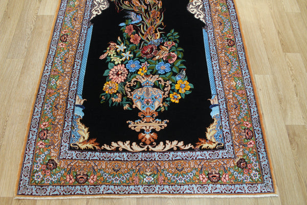 Signed Persian Isfahan Rug silk and Kork wool, Tree of Life design 160 x 110 cm