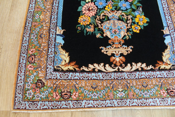 Signed Persian Isfahan Rug silk and Kork wool, Tree of Life design 160 x 110 cm