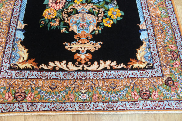 Signed Persian Isfahan Rug silk and Kork wool, Tree of Life design 160 x 110 cm