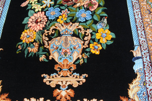 Signed Persian Isfahan Rug silk and Kork wool, Tree of Life design 160 x 110 cm