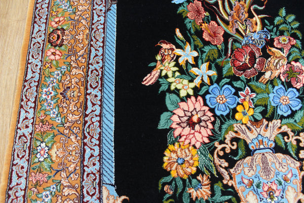 Signed Persian Isfahan Rug silk and Kork wool, Tree of Life design 160 x 110 cm