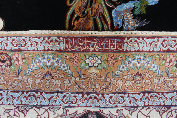 Signed Persian Isfahan Rug silk and Kork wool, Tree of Life design 160 x 110 cm