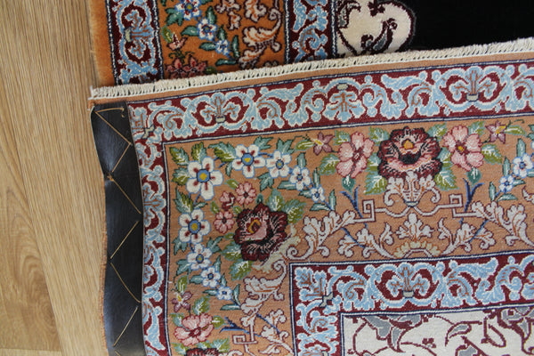 Signed Persian Isfahan Rug silk and Kork wool, Tree of Life design 160 x 110 cm