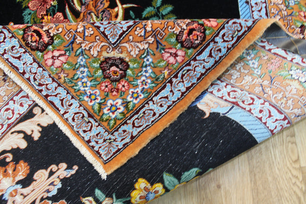 Signed Persian Isfahan Rug silk and Kork wool, Tree of Life design 160 x 110 cm