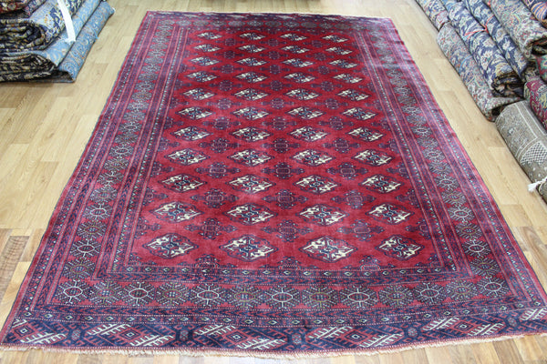 Vintage Afghan Turkmen Bokhara Rug – 285 × 195 cm
