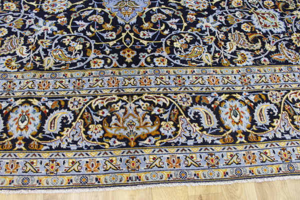 Vintage Persian Kashan Rug – Handmade Wool Carpet – 405 × 307 cm