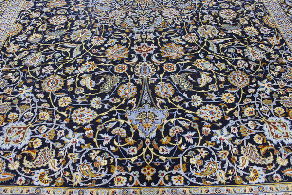 Vintage Persian Kashan Rug – Handmade Wool Carpet – 405 × 307 cm