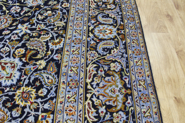Vintage Persian Kashan Rug – Handmade Wool Carpet – 405 × 307 cm