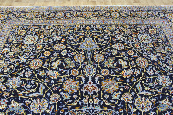 Vintage Persian Kashan Rug – Handmade Wool Carpet – 405 × 307 cm