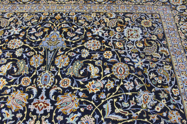 Vintage Persian Kashan Rug – Handmade Wool Carpet – 405 × 307 cm