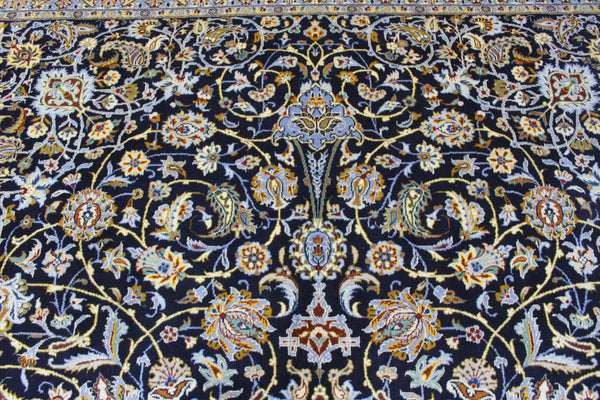 Vintage Persian Kashan Rug – Handmade Wool Carpet – 405 × 307 cm