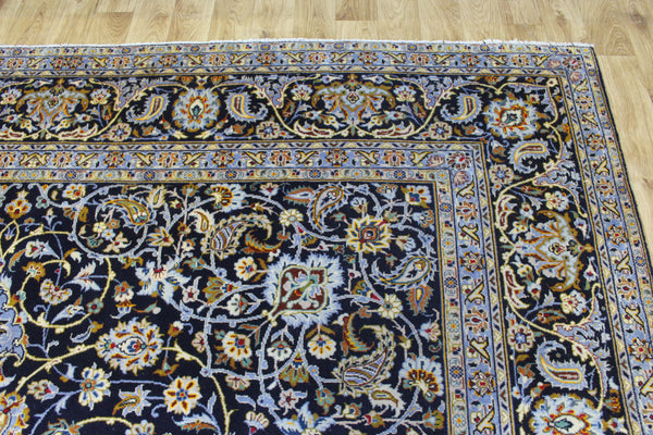 Vintage Persian Kashan Rug – Handmade Wool Carpet – 405 × 307 cm