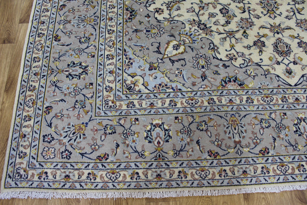 Persian Kashan Rug – Handmade Floral Wool Carpet – 343 × 254 cm