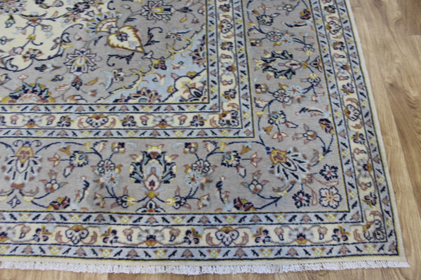 Persian Kashan Rug – Handmade Floral Wool Carpet – 343 × 254 cm