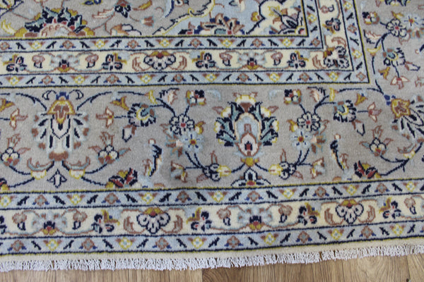 Persian Kashan Rug – Handmade Floral Wool Carpet – 343 × 254 cm