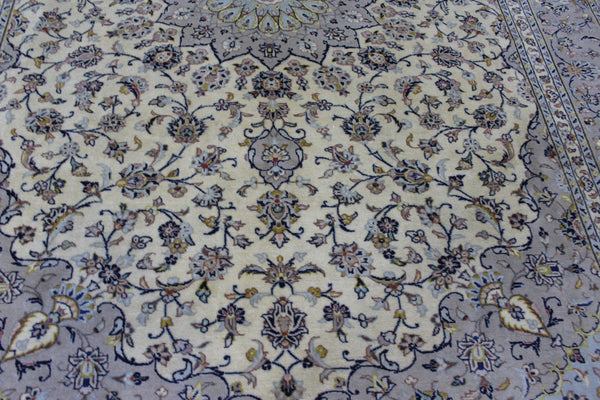 Persian Kashan Rug – Handmade Floral Wool Carpet – 343 × 254 cm