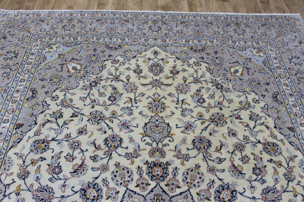 Persian Kashan Rug – Handmade Floral Wool Carpet – 343 × 254 cm