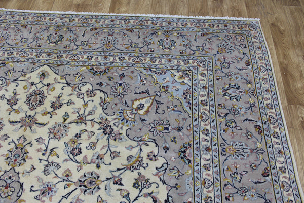 Persian Kashan Rug – Handmade Floral Wool Carpet – 343 × 254 cm