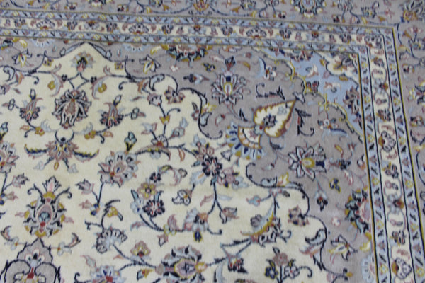 Persian Kashan Rug – Handmade Floral Wool Carpet – 343 × 254 cm