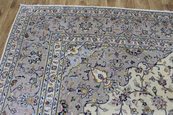 Persian Kashan Rug – Handmade Floral Wool Carpet – 343 × 254 cm