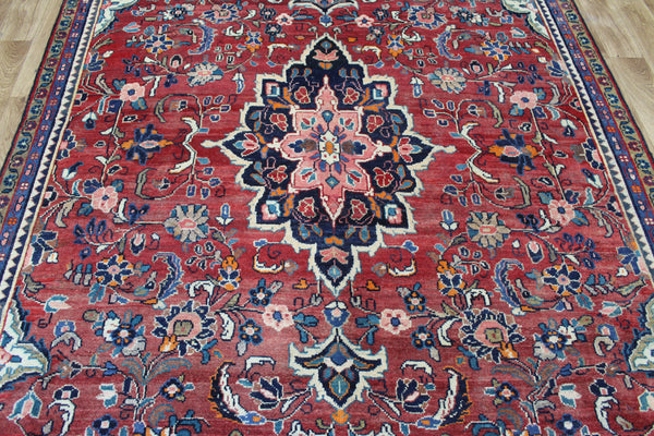 Vintage Persian Mahal Rug – Handmade Wool Carpet – 205 × 179 cm