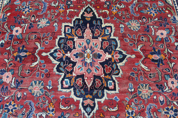 Vintage Persian Mahal Rug – Handmade Wool Carpet – 205 × 179 cm