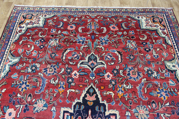 Vintage Persian Mahal Rug – Handmade Wool Carpet – 205 × 179 cm