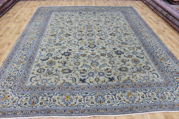 Signed Vintage Persian Kashan Rug – Handmade Wool Carpet – 337 × 268 cm